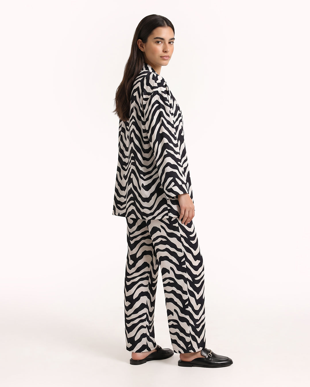 3 Piece Set Cardigan, Top & Pants – Zebra Print