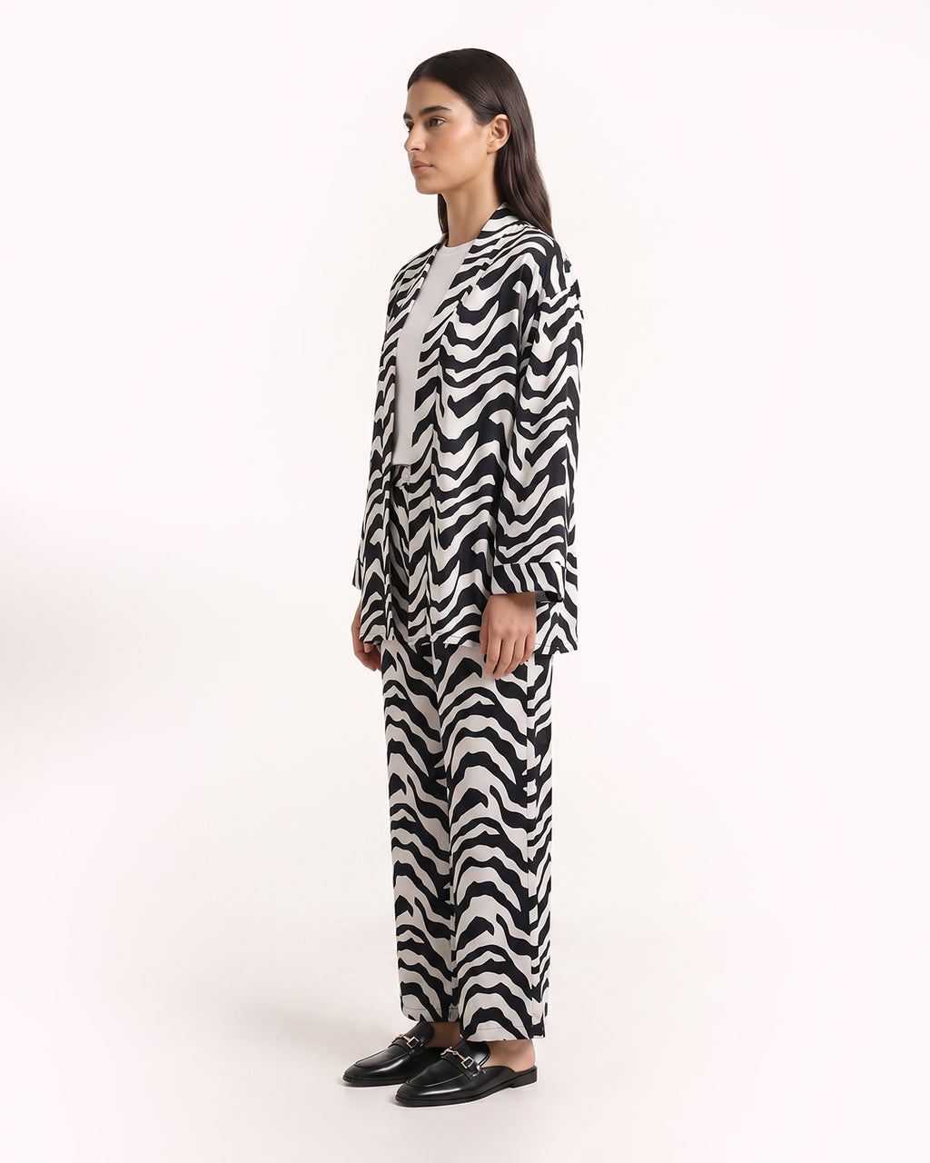 3 Piece Set Cardigan, Top & Pants – Zebra Print