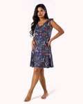Sleeveless Dress – Navy Floral Print